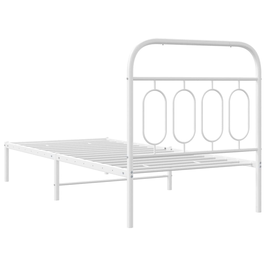 fehér fém ágykeret fejtámlával 90x200 cm