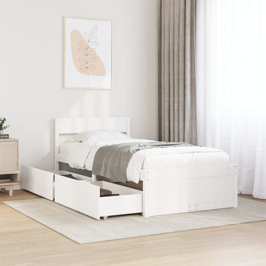 fehér tömör fenyőfa ágy matrac nélkül 90 x 200 cm