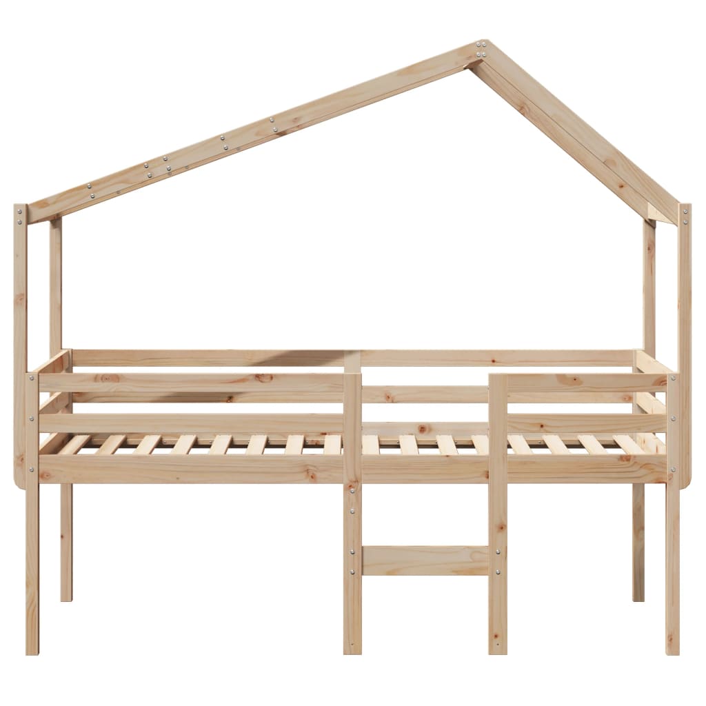 tömör fenyőfa magasított ágy tetővel 75 x 190 cm