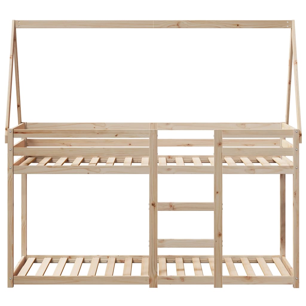 tömör fenyőfa ágy emelettel és tetővel 80 x 200 cm