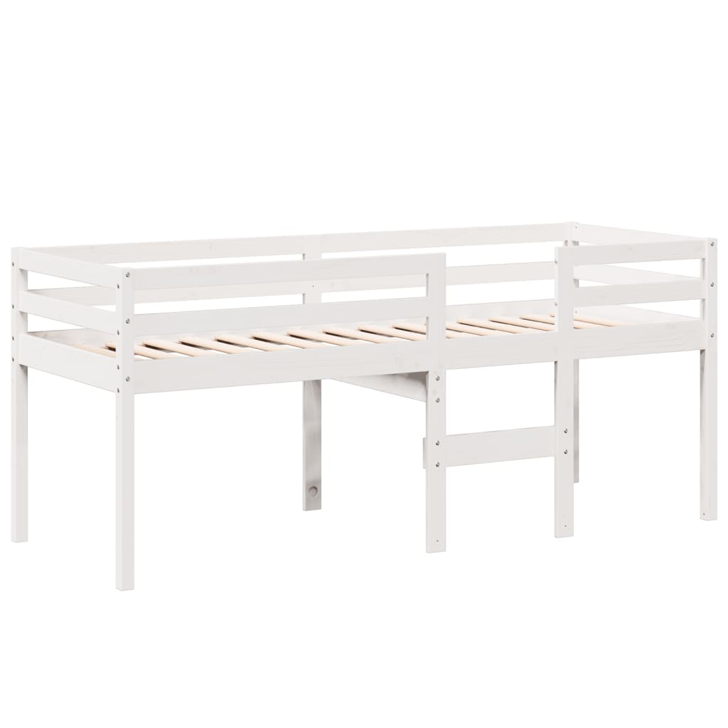 fehér tömör fenyőfa magasított ágy tetővel 90 x 200 cm