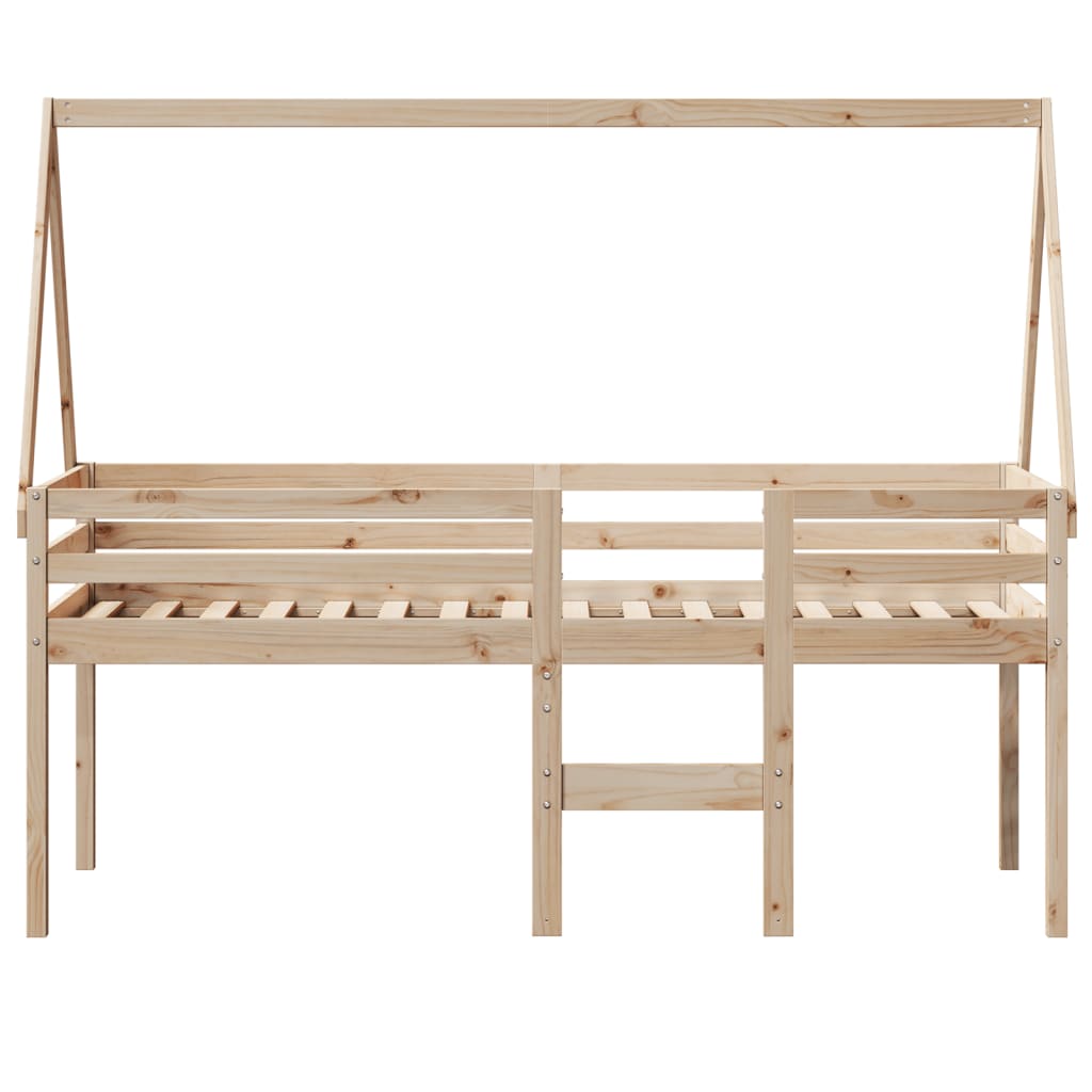 tömör fenyőfa magasított ágy tetővel 80 x 200 cm