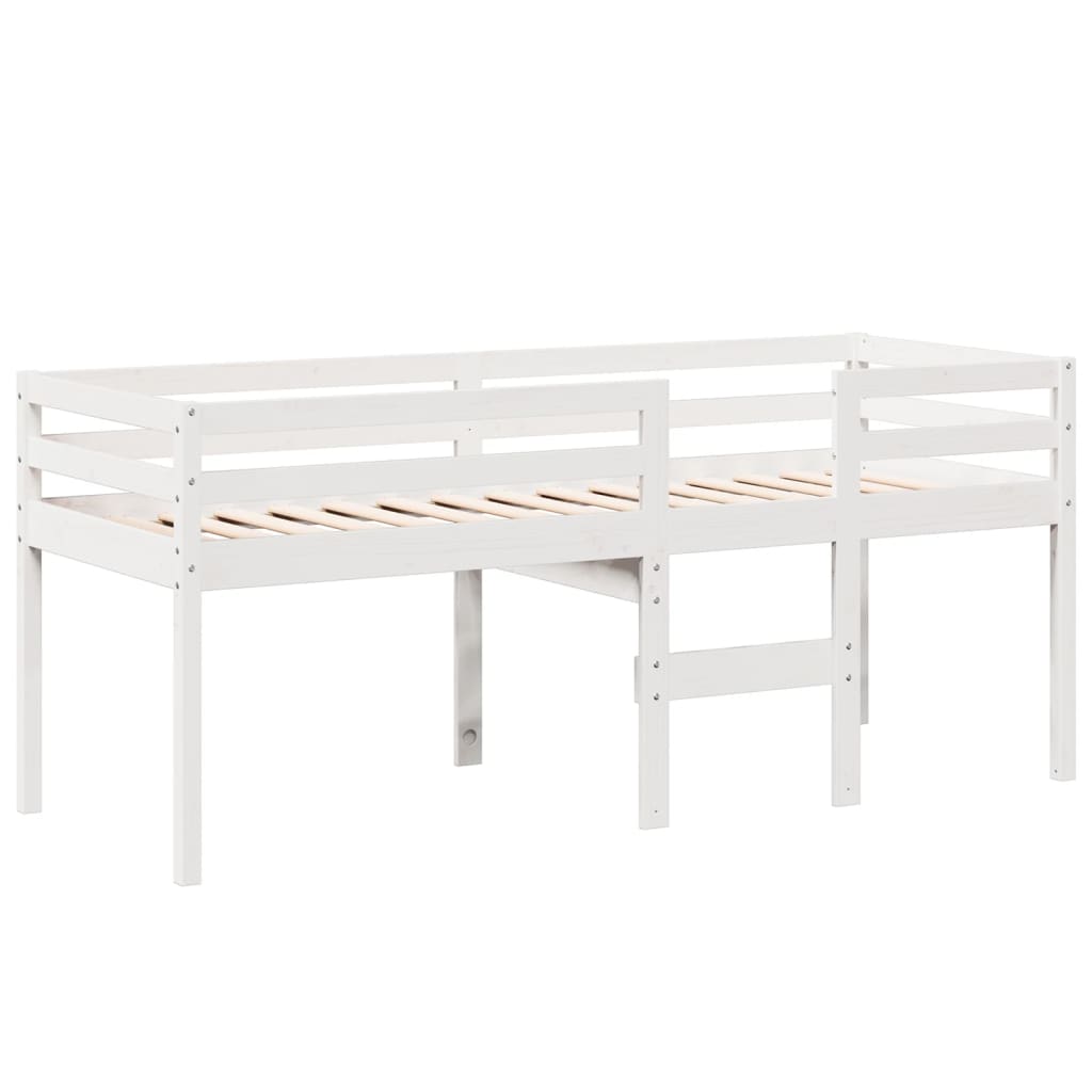 fehér tömör fenyőfa magasított ágy tetővel 75 x 190 cm