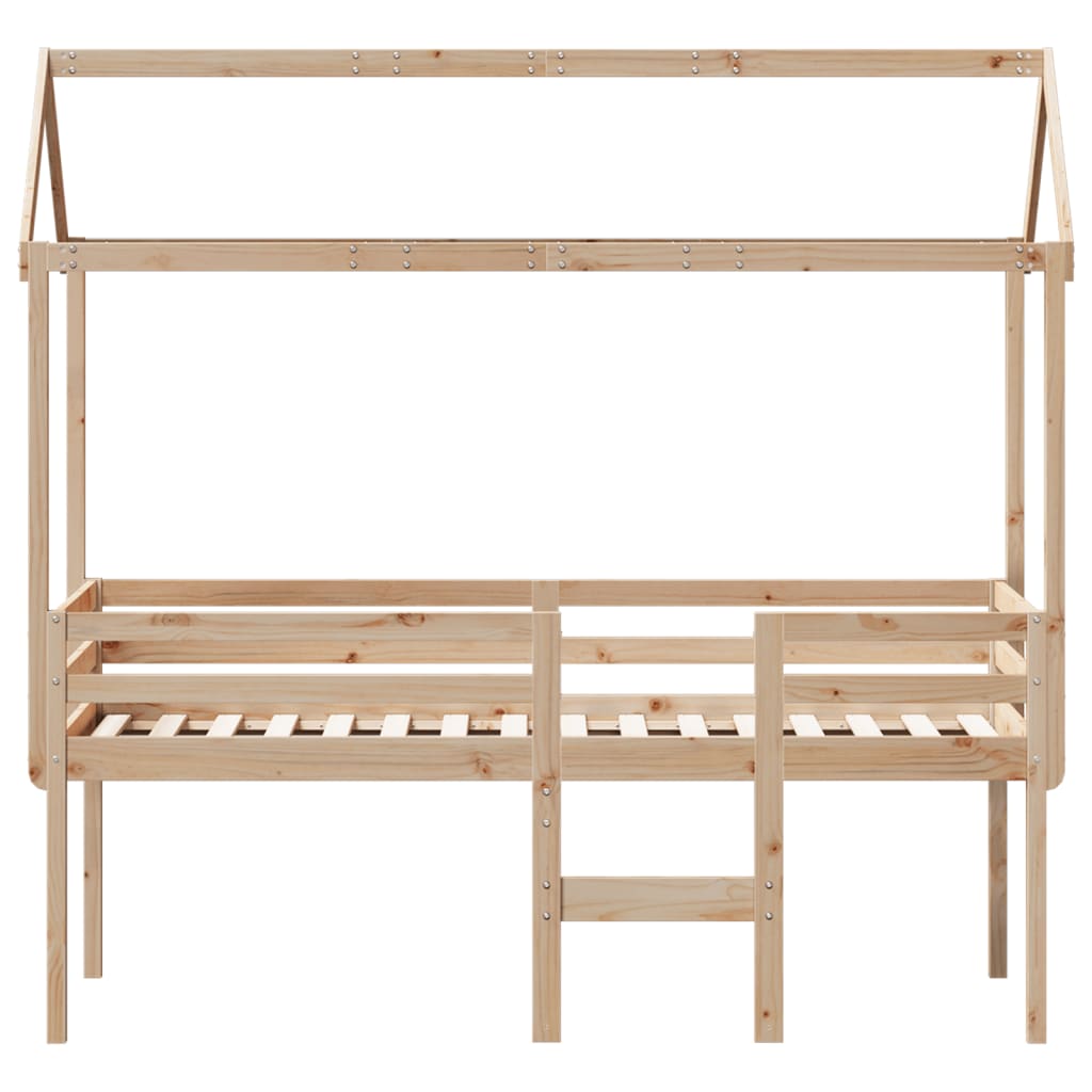 tömör fenyőfa magasított ágy tetővel 90 x 200 cm