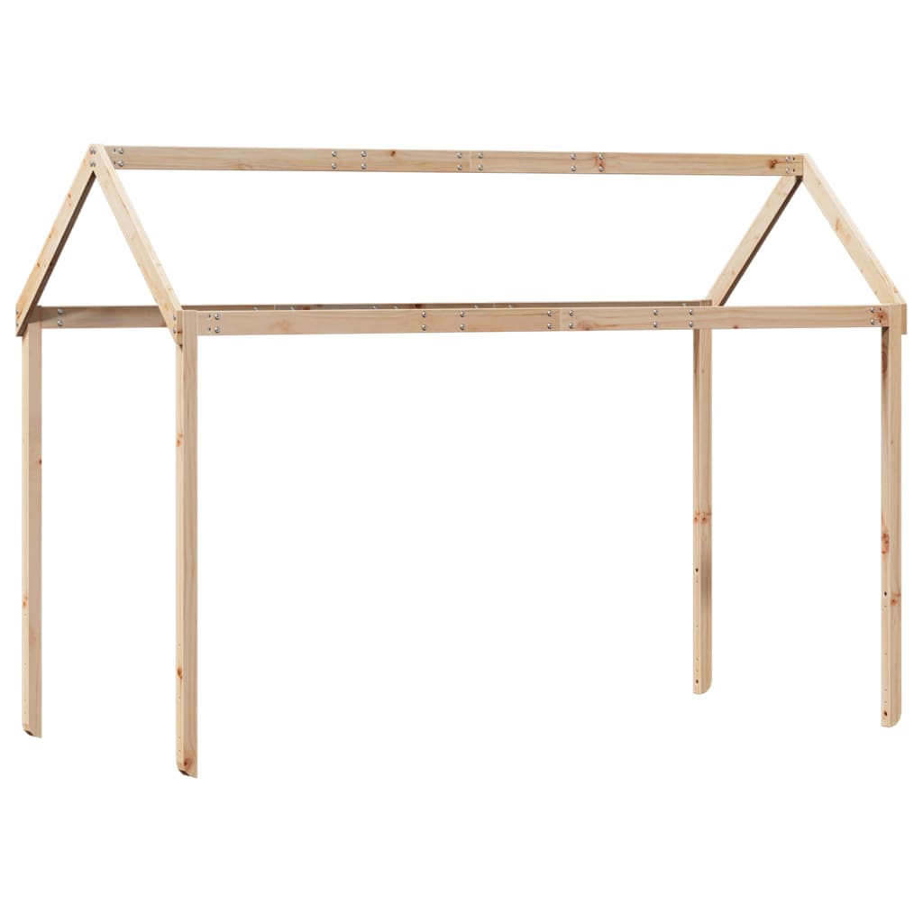 tömör fenyőfa magasított ágy tetővel 90 x 200 cm