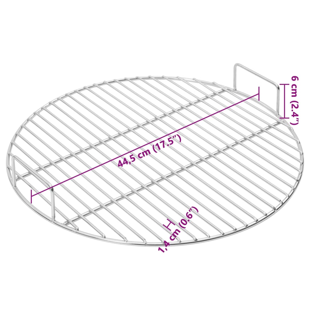 kerek 304 rozsdamentes acél BBQ grillrács fogantyúval Ø44,5 cm