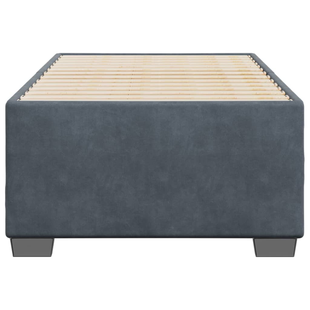 sötétszürke bársony ágykeret matrac nélkül 90x200 cm