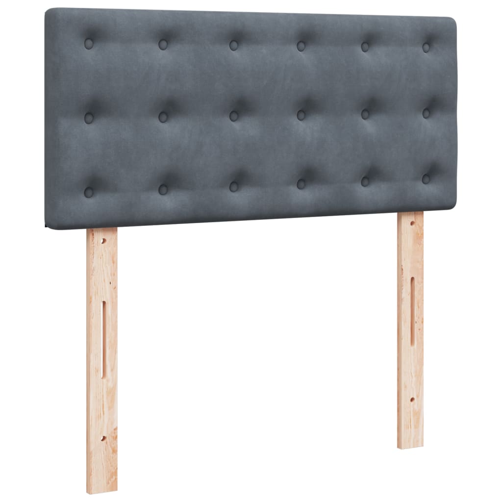 sötétszürke bársony rugós ágy matraccal 90 x 200 cm