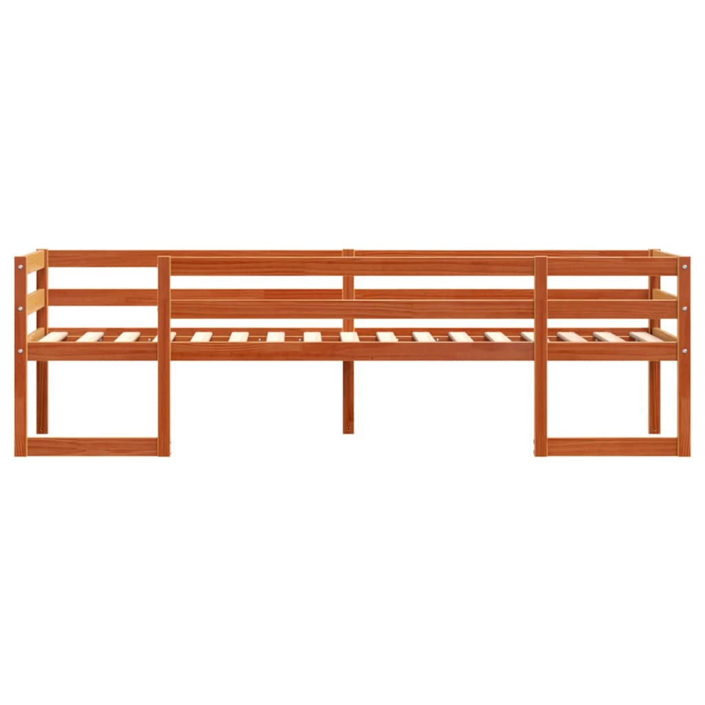 viaszbarna tömör fenyőfa gyerekágykeret 90 x 200 cm