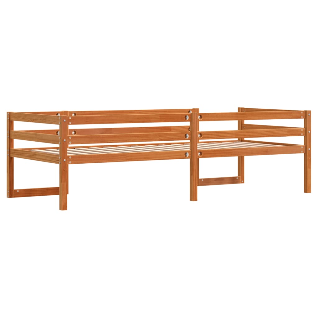 viaszbarna tömör fenyőfa gyerekágykeret 90 x 200 cm
