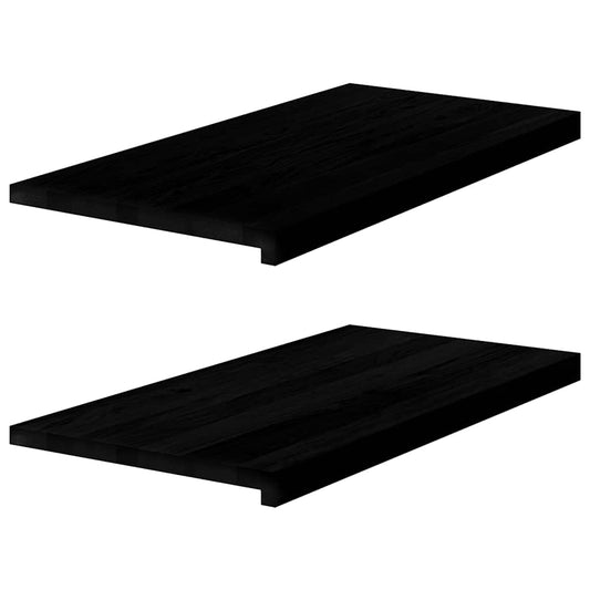 ablakpárkányok 2 db sötétbarna 80x40x2 cm tömör fa tölgyfa