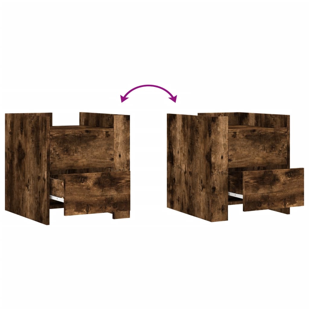 füstös tölgy színű szerelt fa éjjeliszekrény 45 x 50 x 50 cm