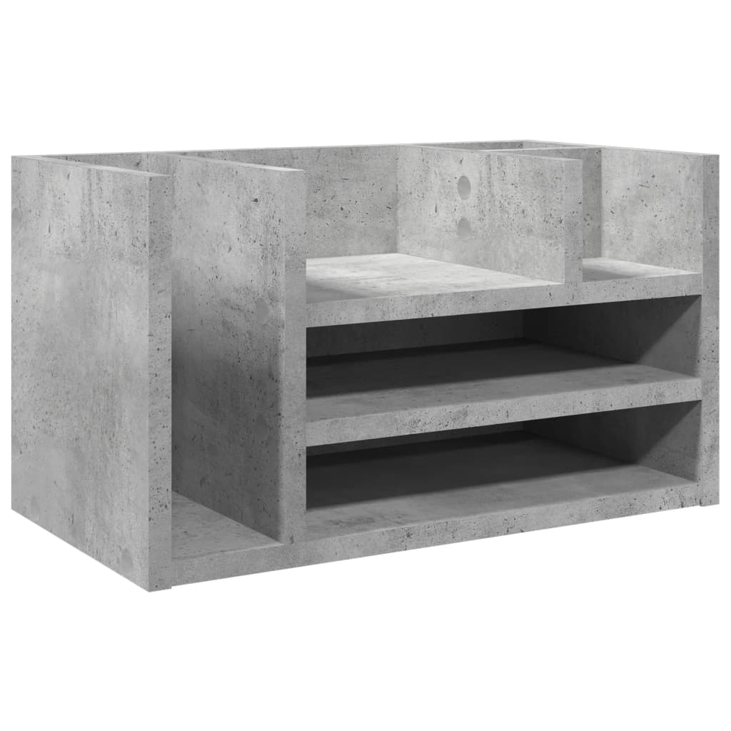 betonszürke szerelt fa asztali szervező 44,5 x 24 x 25 cm