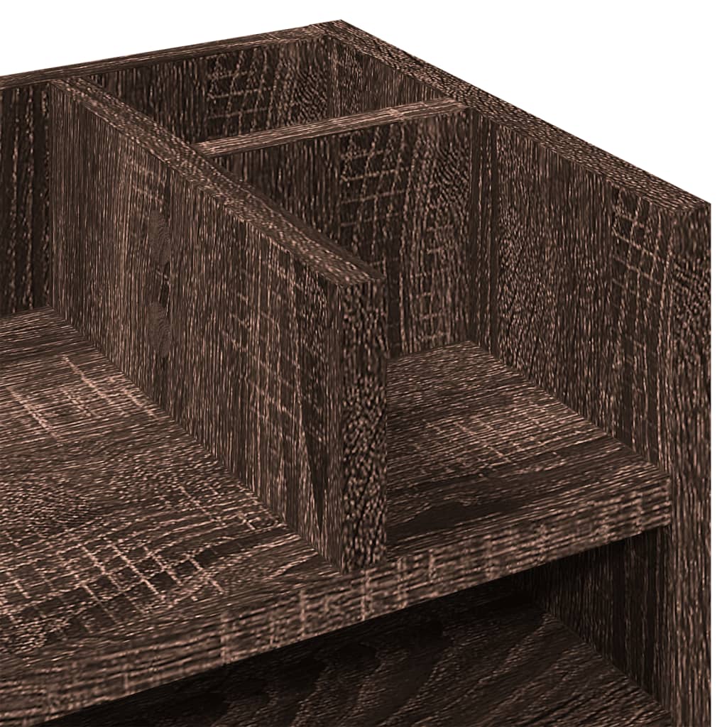 barna tölgy színű szerelt fa asztali szervező 44,5 x 24 x 25 cm