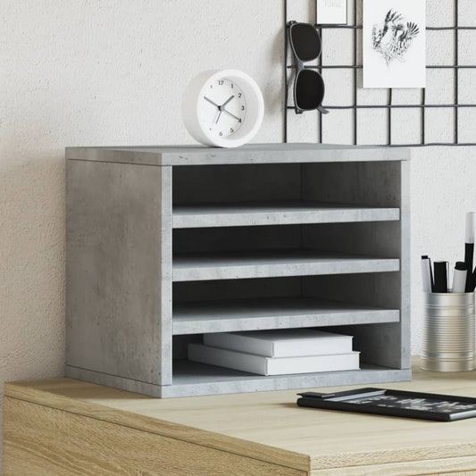 betonszürke szerelt fa asztali szervező 36 x 26 x 29,5 cm