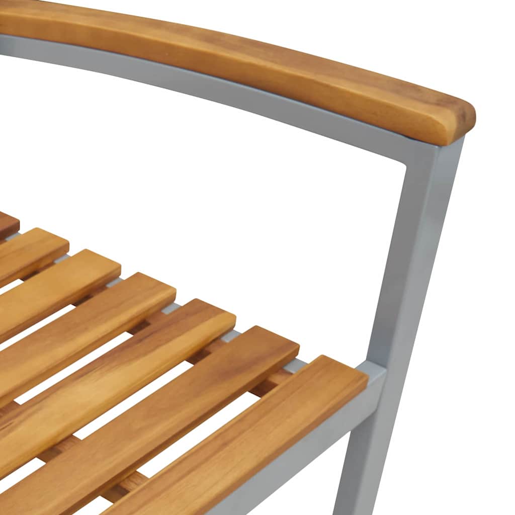 Kert étkező szett 7 pcs Szürke és barna tömör akácfa