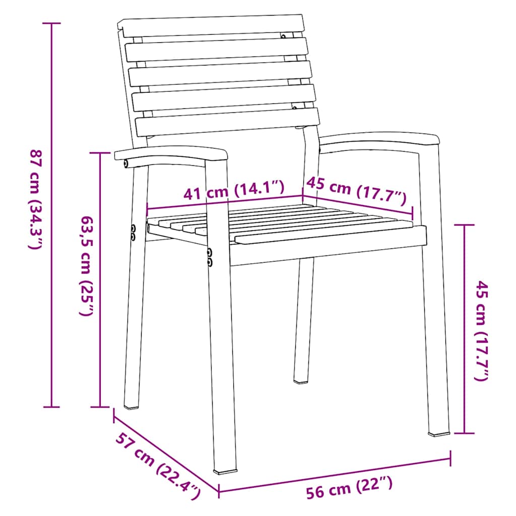 Kert étkező szett 7 pcs Szürke és barna tömör akácfa