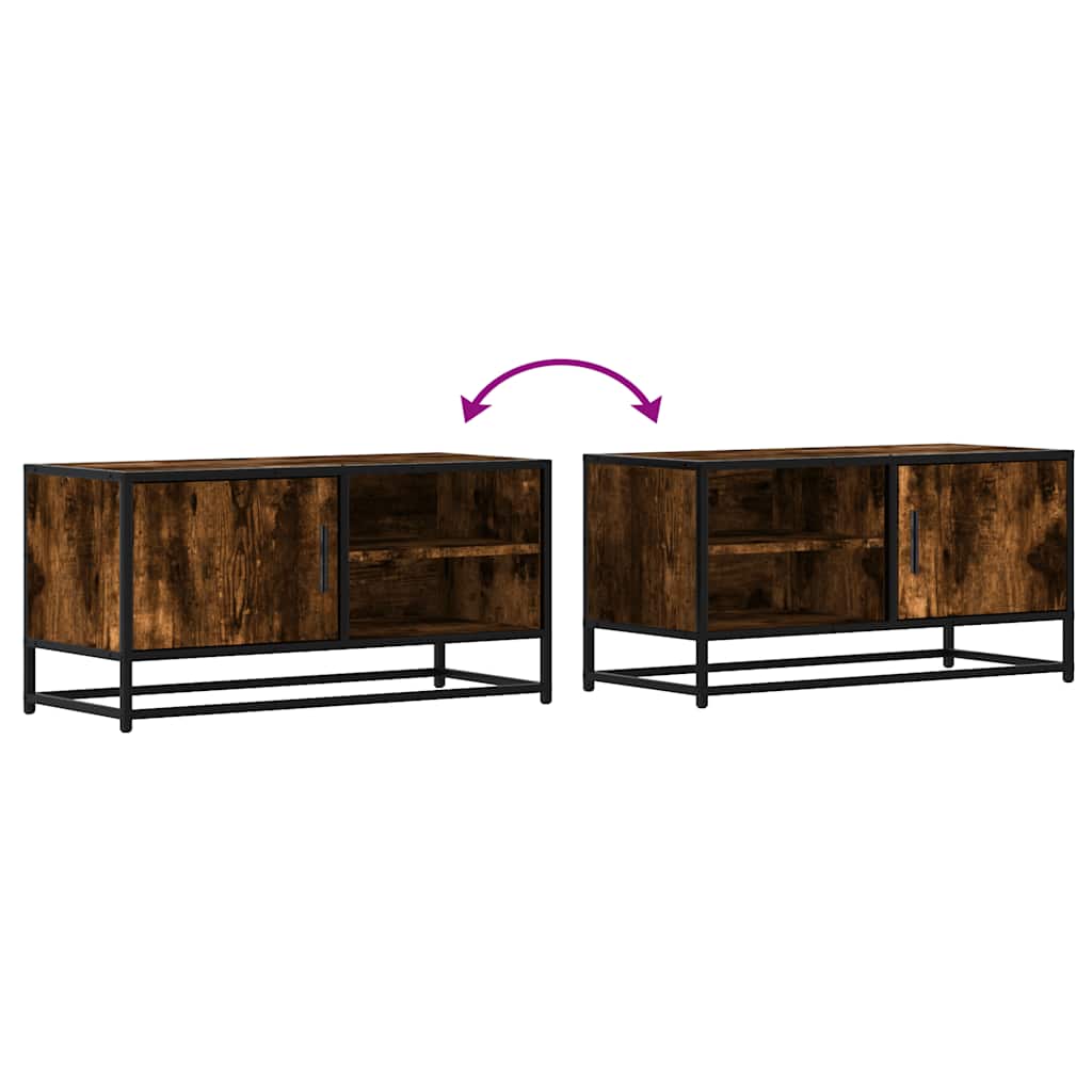 füstös tölgy színű szerelt fa és fém TV-szekrény 80x34,5x40 cm