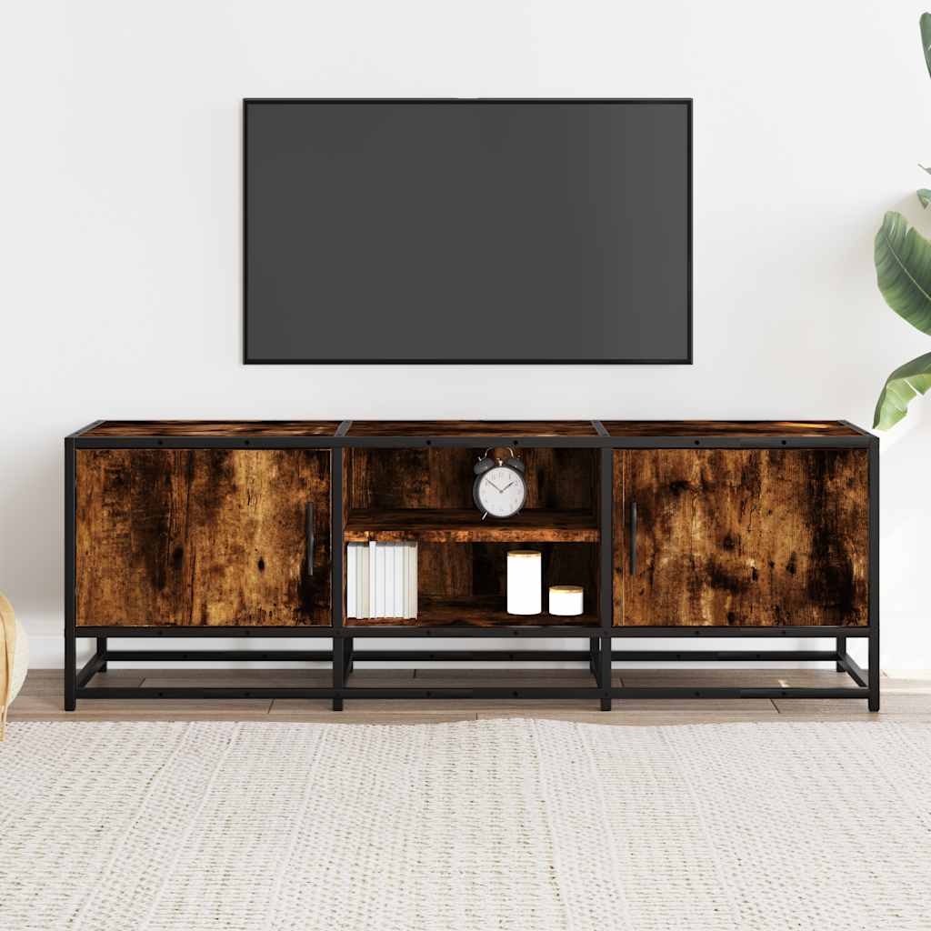 füstös tölgy színű szerelt fa és fém TV-szekrény 120x35x41 cm