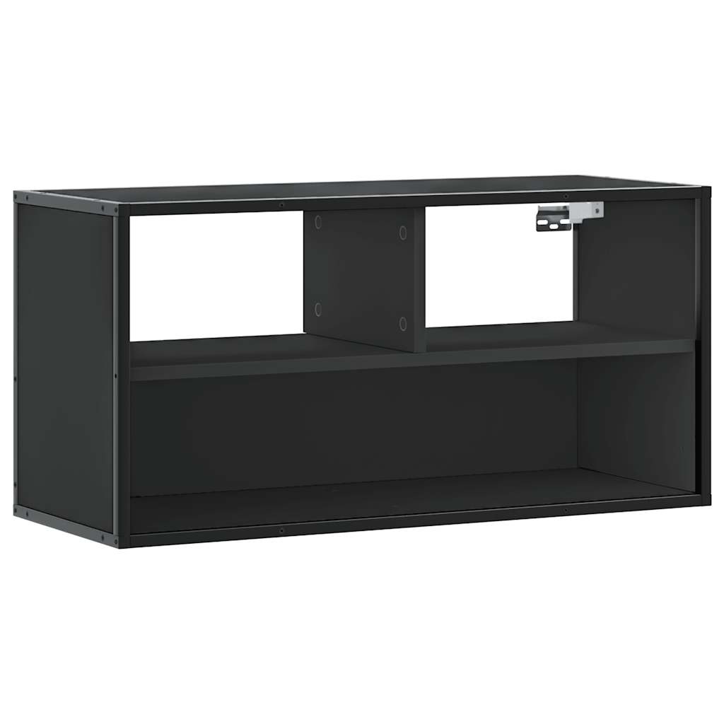 fekete szerelt fa és fém TV-szekrény 80x31x39,5 cm