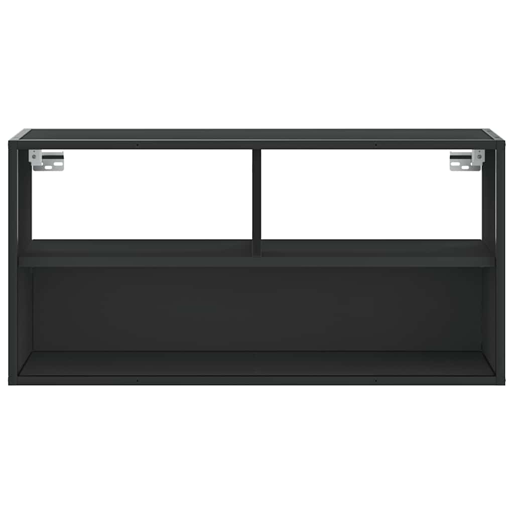 fekete szerelt fa és fém TV-szekrény 80x31x39,5 cm
