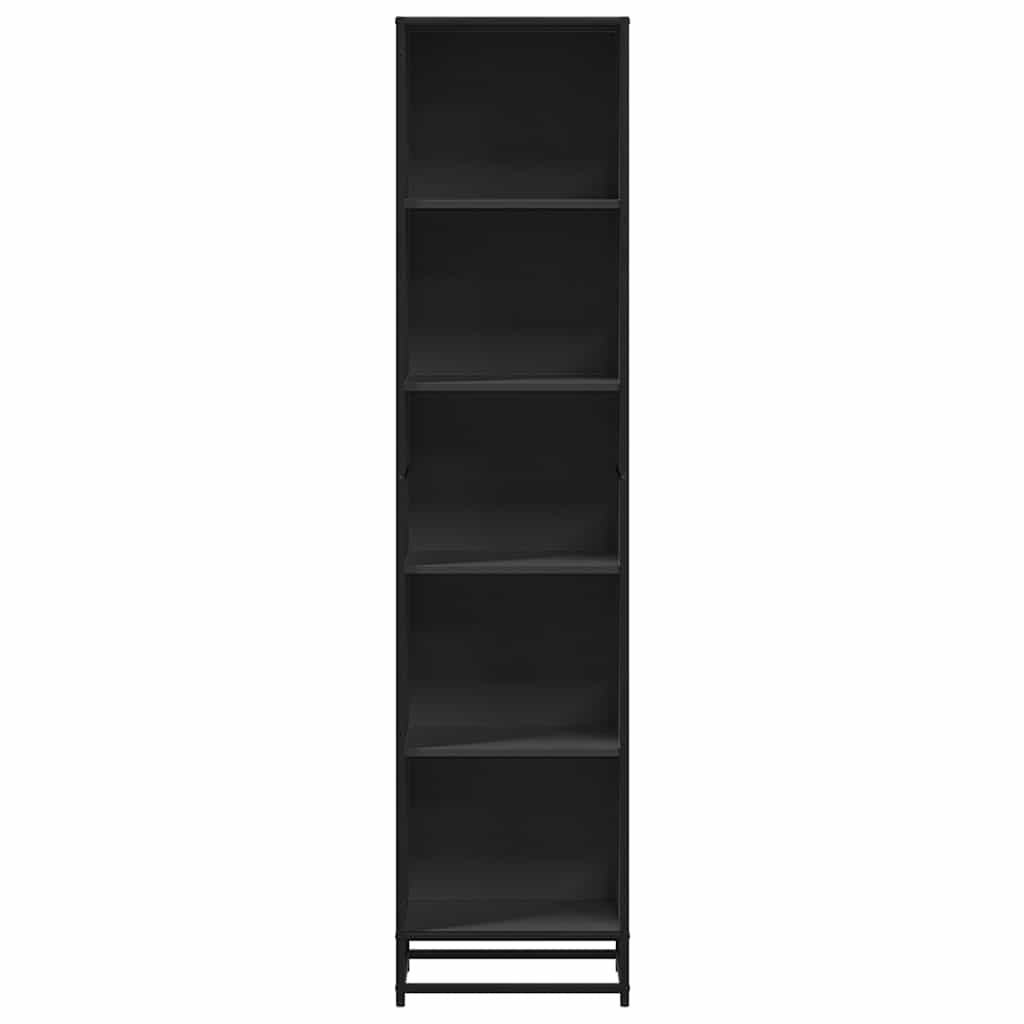fekete forgácslap könyvszekrény 40x35x170,5 cm