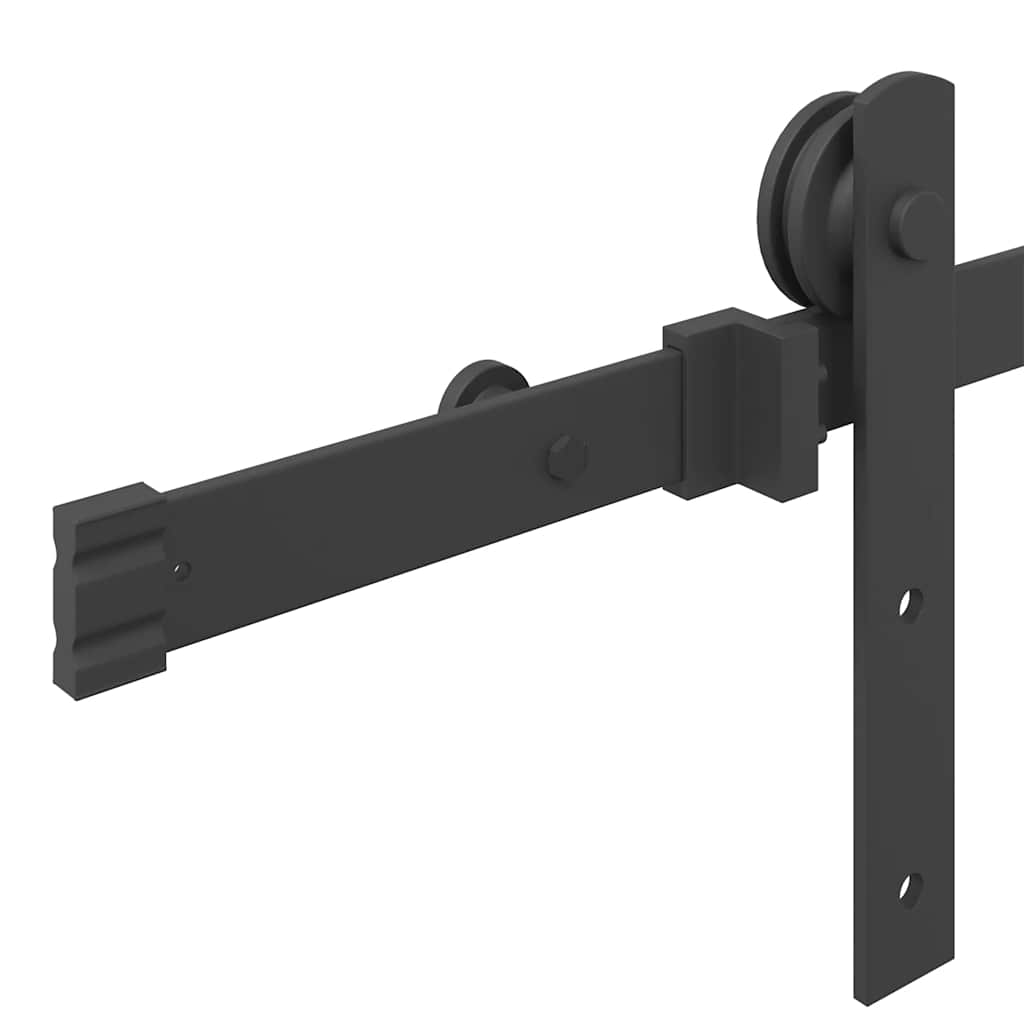 fekete acél tolóajtó fémszerelék készlet 213,5 cm