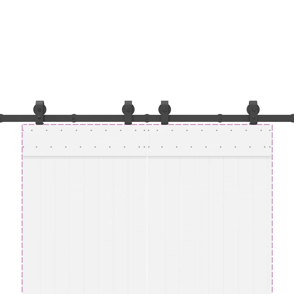 fekete acél tolóajtó fémszerelék készlet 200 cm