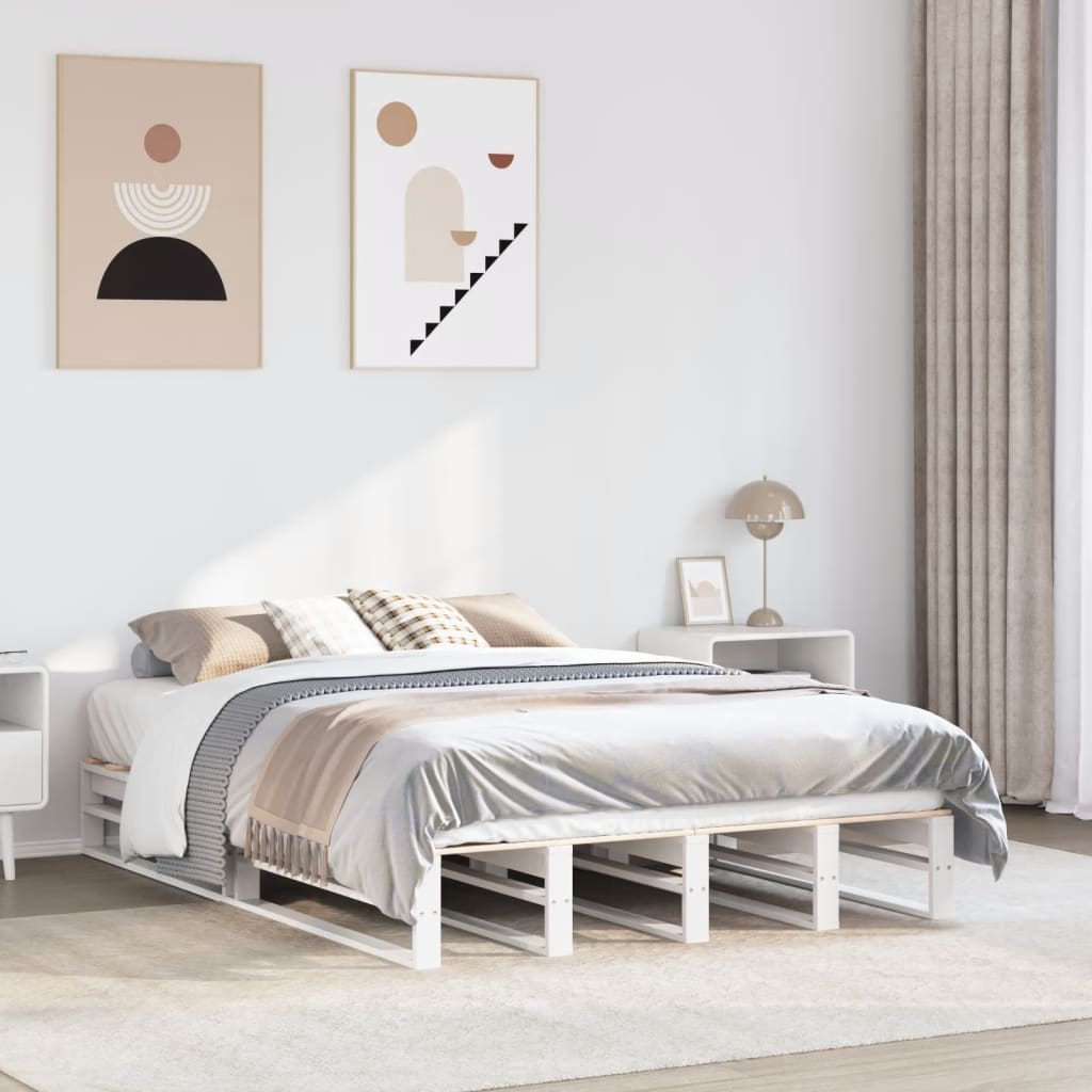 fehér tömör fenyőfa ágy matrac nélkül 120 x 190 cm