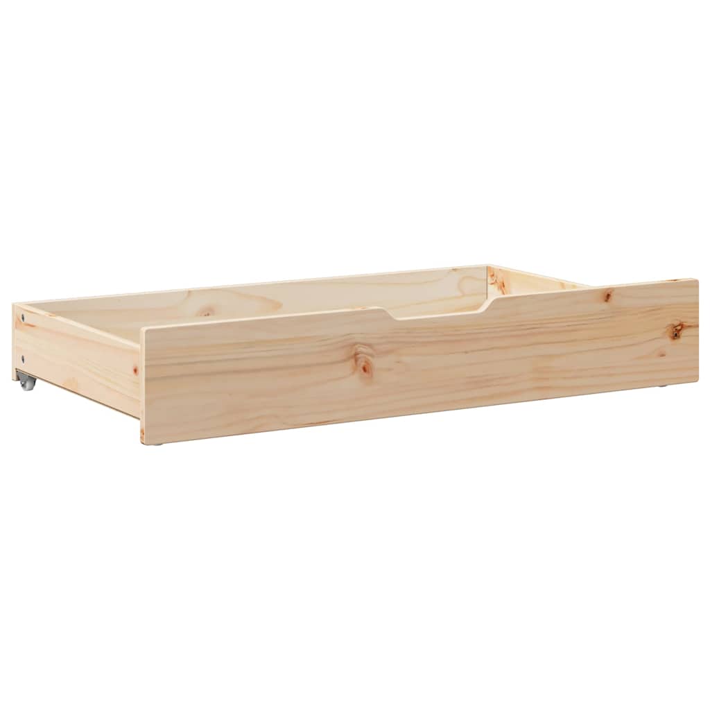 2 db tömör fenyőfa ágy alatti fiók kerékkel 95 x 55 x 17 cm