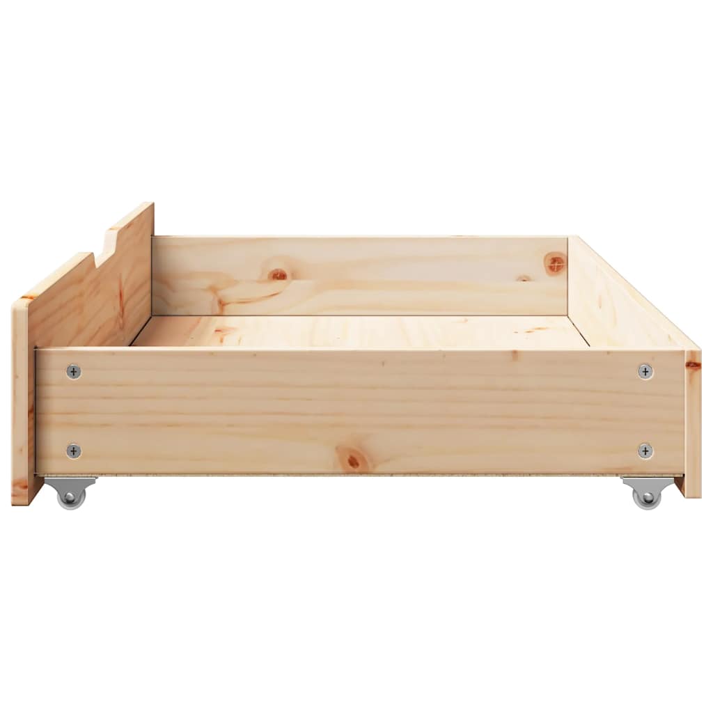 2 db tömör fenyőfa ágy alatti fiók kerékkel 95 x 55 x 17 cm