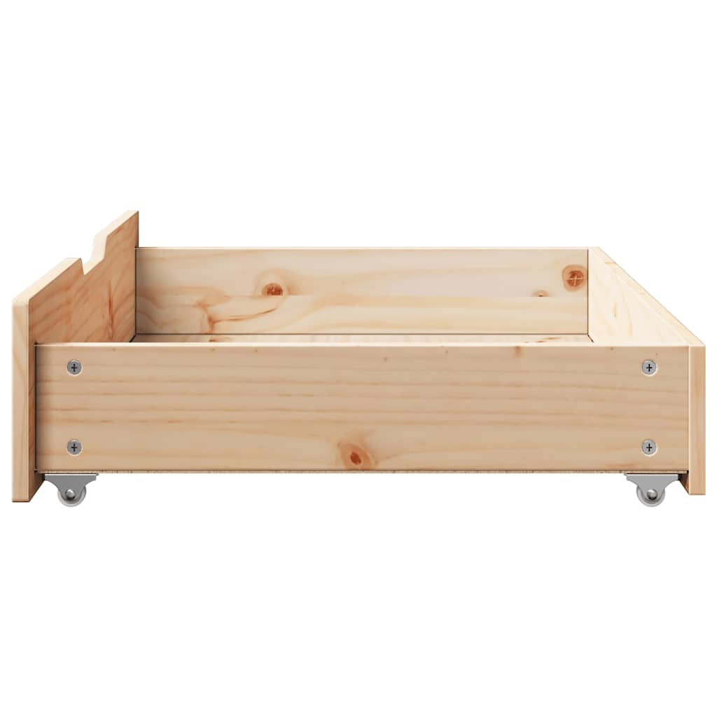 2 db tömör fenyőfa ágy alatti fiók kerekekkel 80 x 55 x 17 cm
