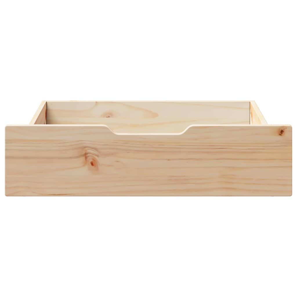 2 db tömör fenyőfa ágy alatti fiók kerekekkel 65 x 55 x 17 cm