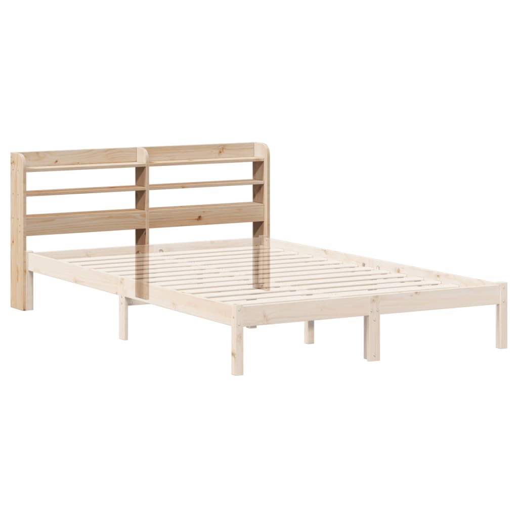 tömör fenyőfa fejtámla polcokkal 160 cm