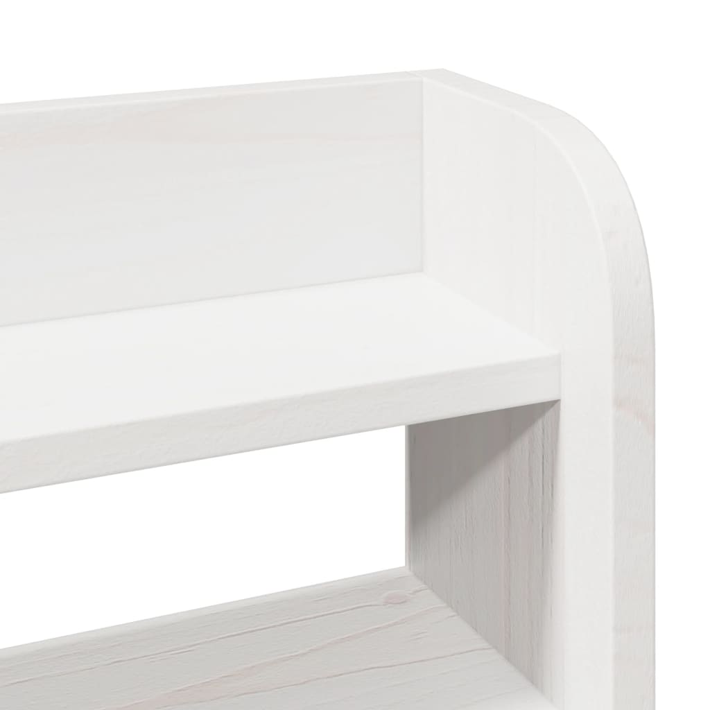 fehér tömör fenyőfa fejtámla polcokkal 140 cm