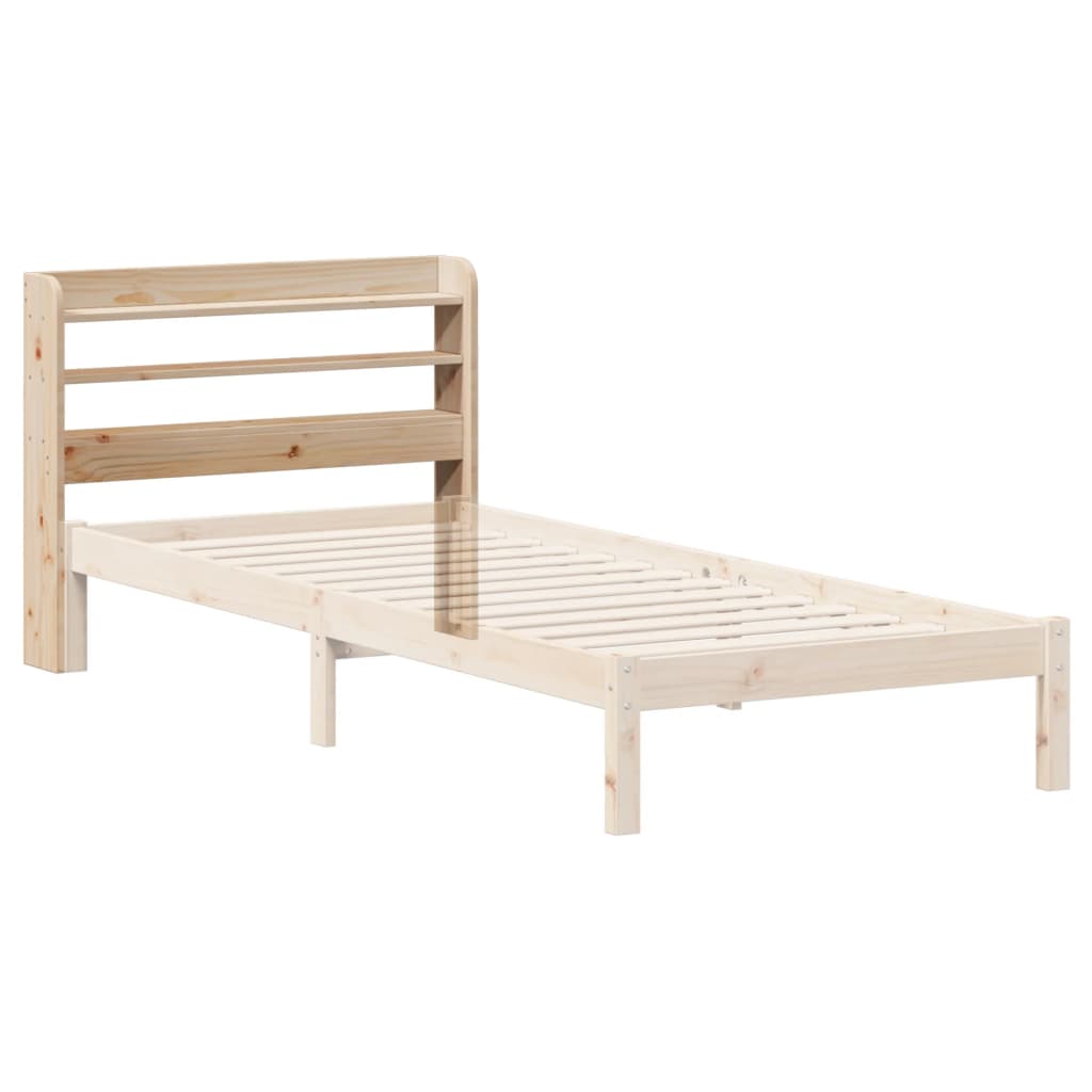 tömör fenyőfa fejtámla polccal 75 cm