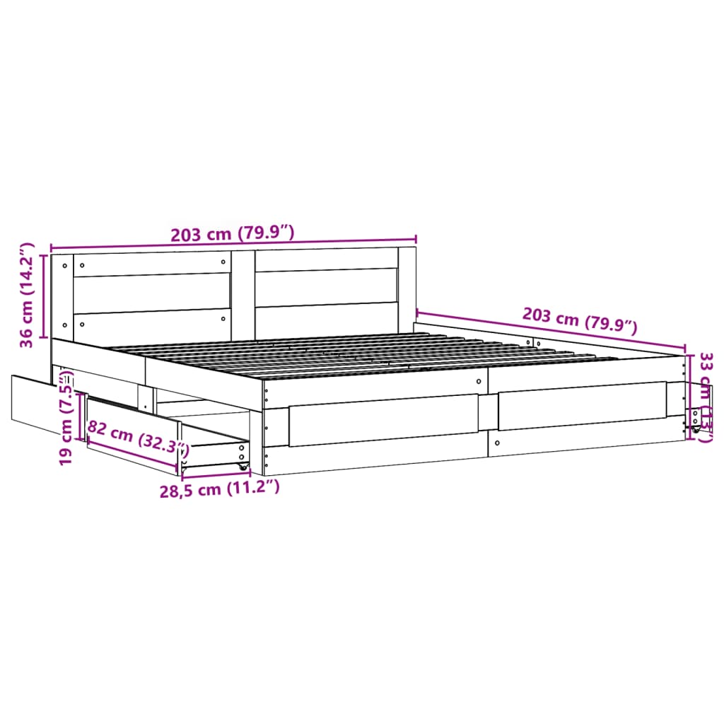 sonoma tölgy színű szerelt fa ágykeret fejtámlával 200 x 200 cm