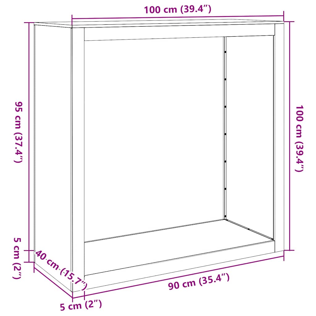horganyzott acél tűzifatároló 100 x 40 x 100 cm