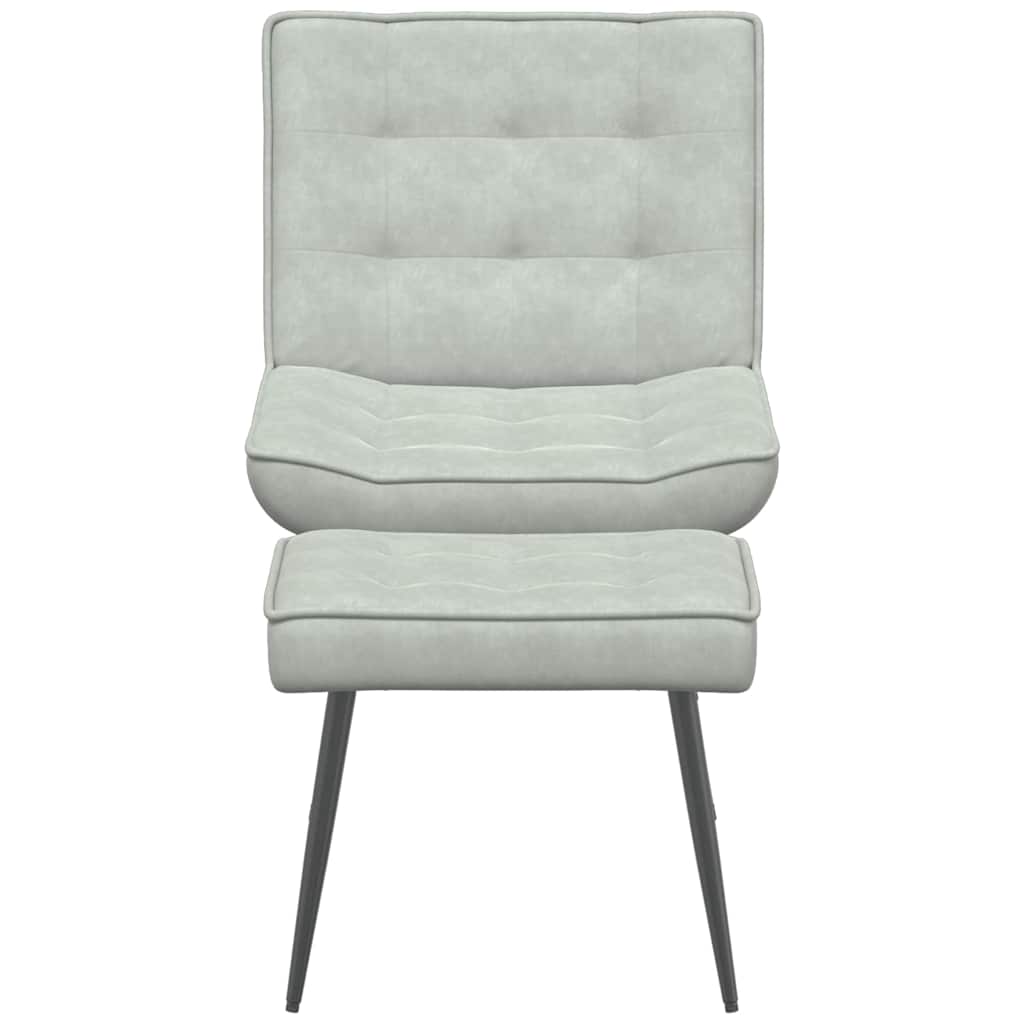 világosszürke bársony pihenőfotel lábtartóval