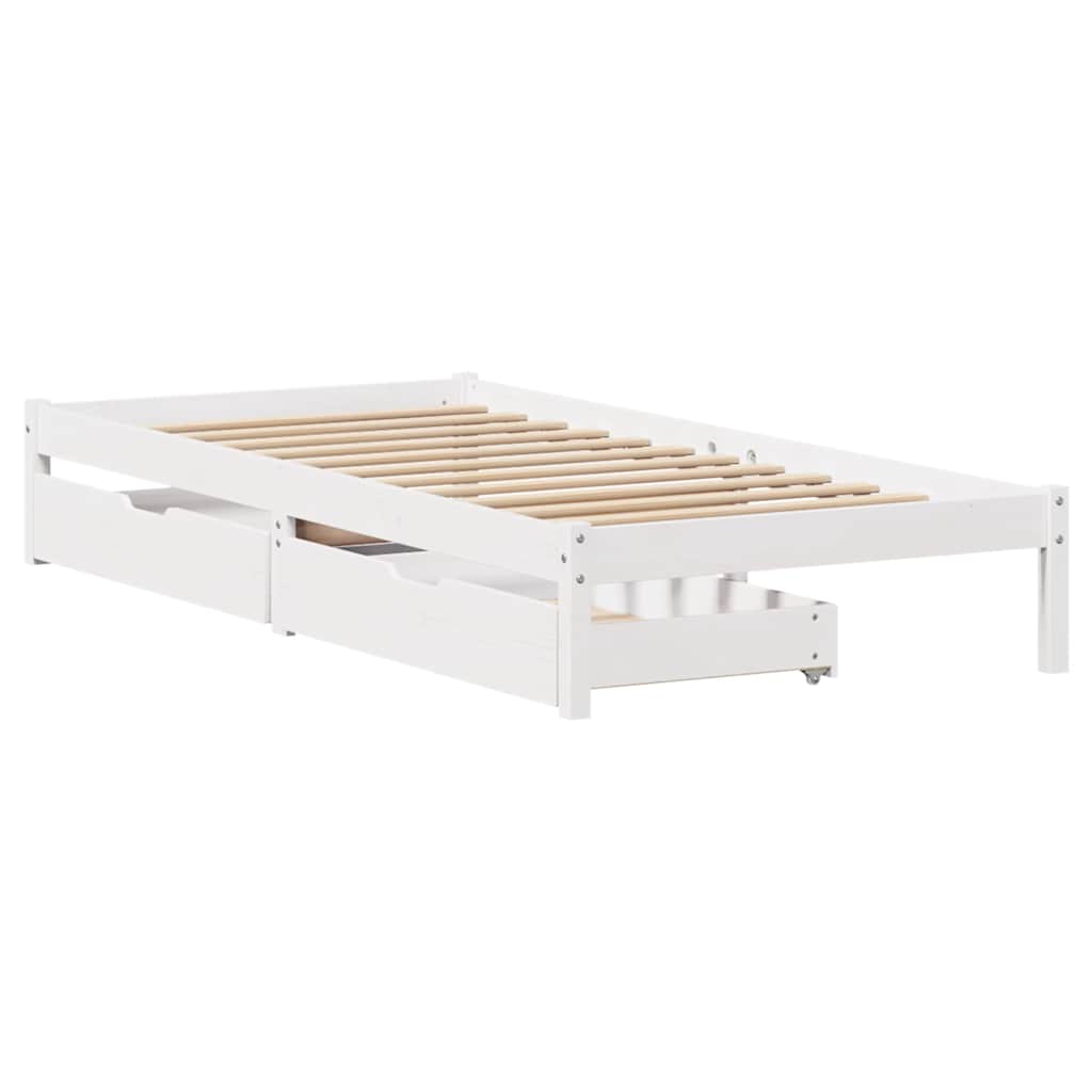 fehér tömör fenyőfa ágy matrac nélkül 90 x 200 cm