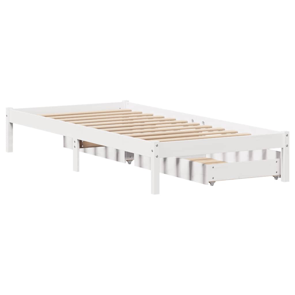 fehér tömör fenyőfa ágy matrac nélkül 100 x 200 cm