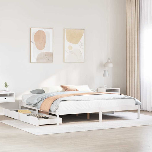 fehér tömör fenyőfa ágy matrac nélkül 200 x 200 cm