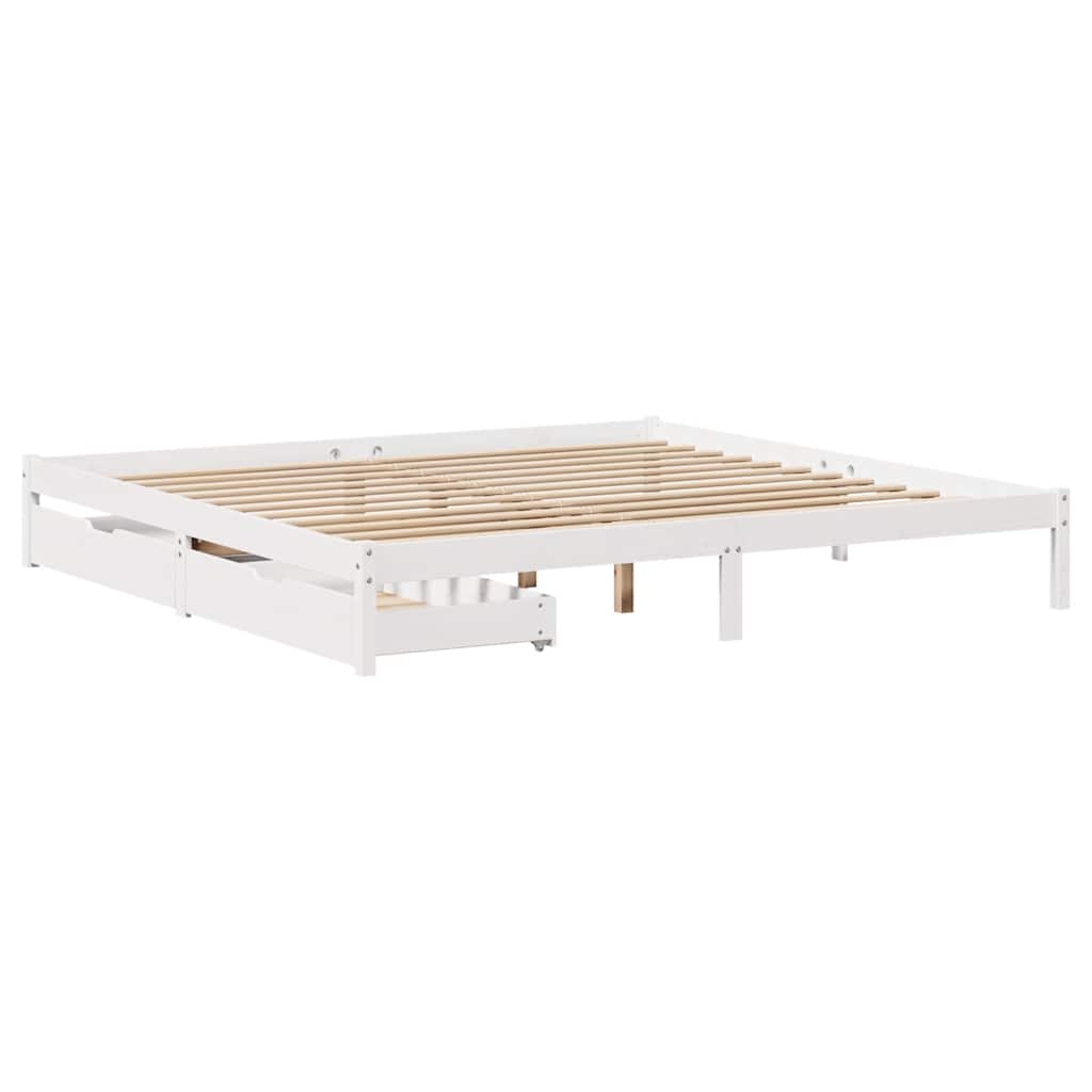 fehér tömör fenyőfa ágy matrac nélkül 200 x 200 cm