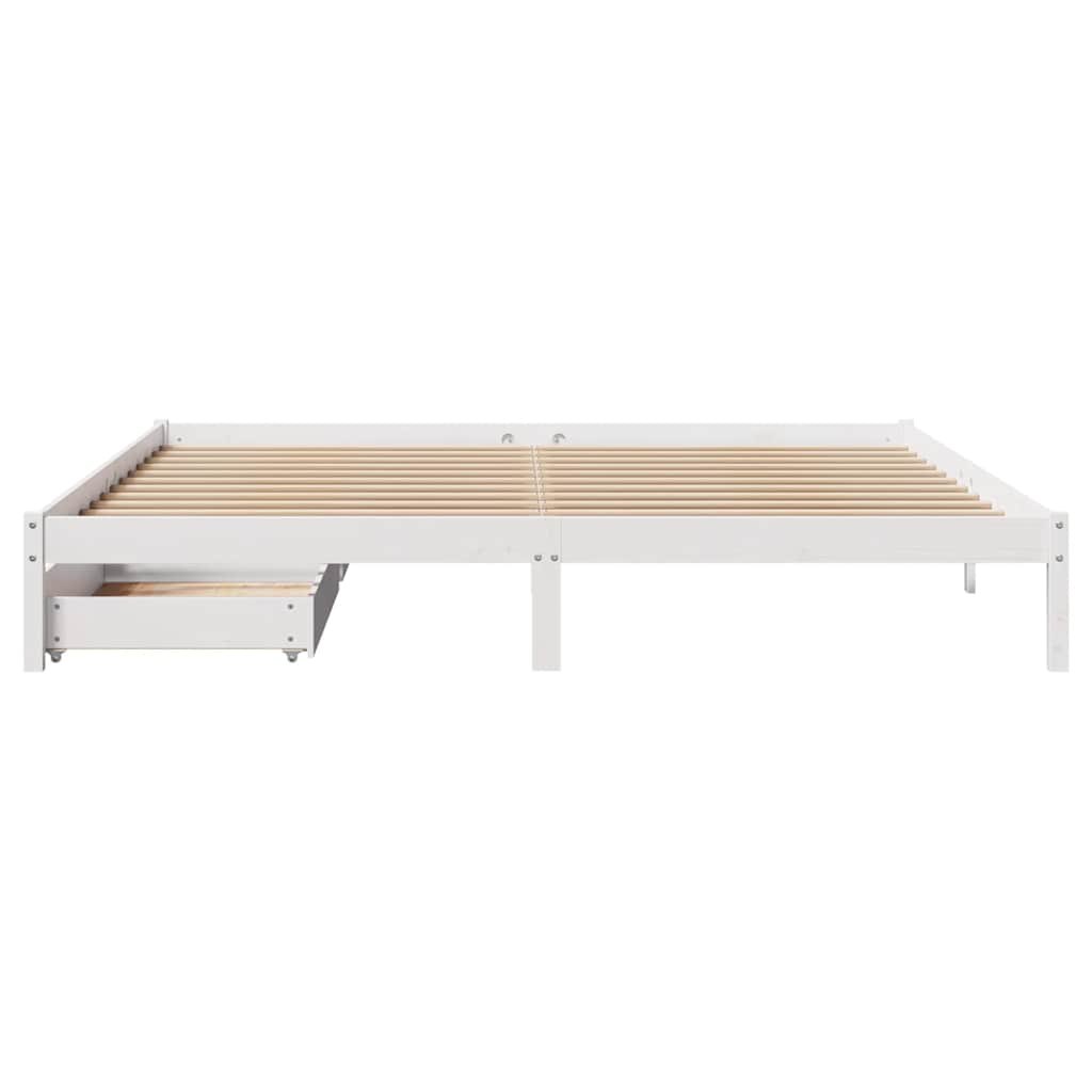 fehér tömör fenyőfa ágy matrac nélkül 200 x 200 cm