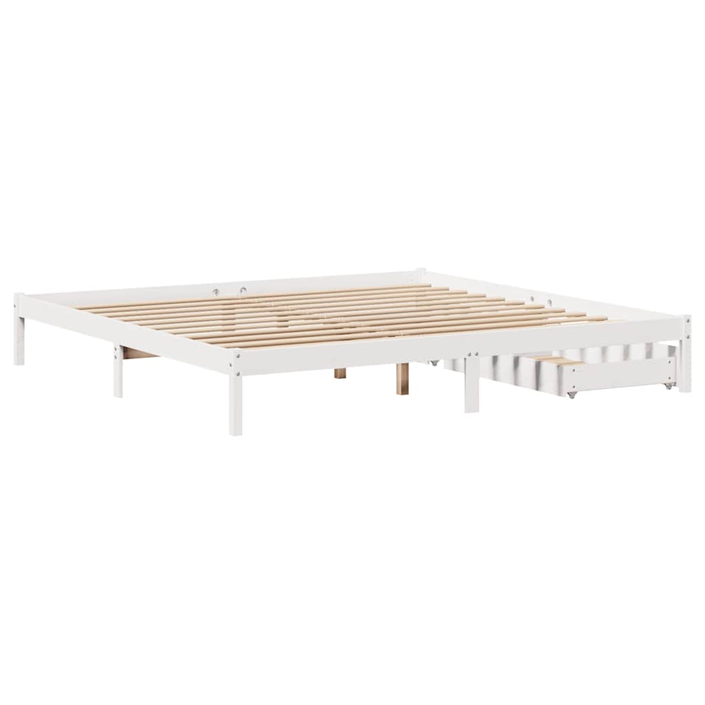 fehér tömör fenyőfa ágy matrac nélkül 200 x 200 cm