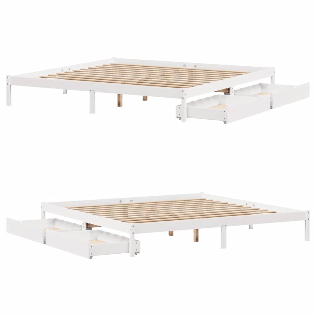 fehér tömör fenyőfa ágy matrac nélkül 200 x 200 cm