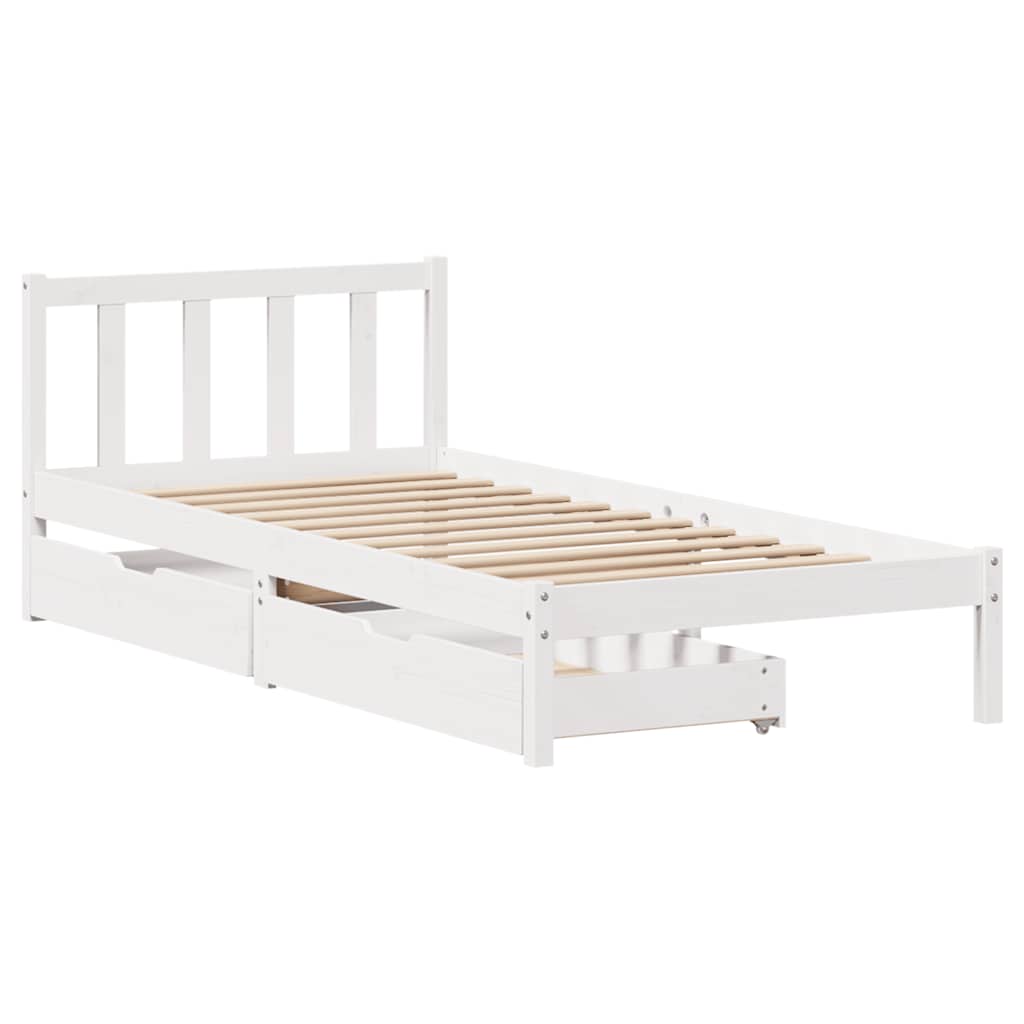 fehér tömör fenyőfa ágy matrac nélkül 75 x 190 cm