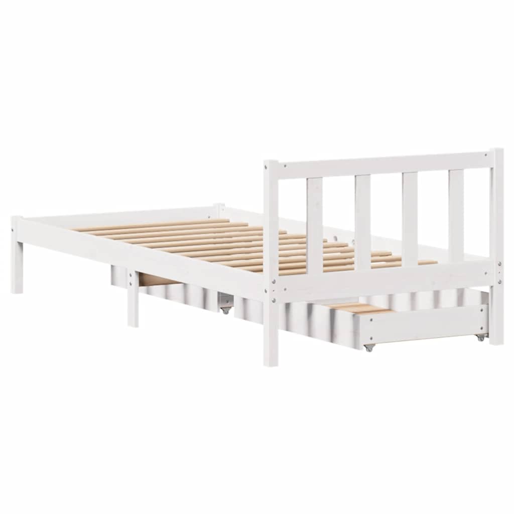 fehér tömör fenyőfa ágy matrac nélkül 75 x 190 cm
