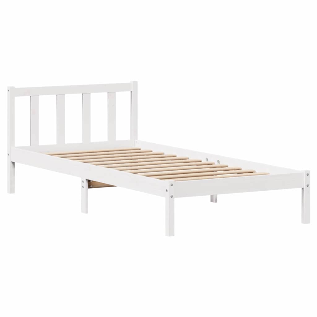 fehér tömör fenyőfa ágy matrac nélkül 75 x 190 cm