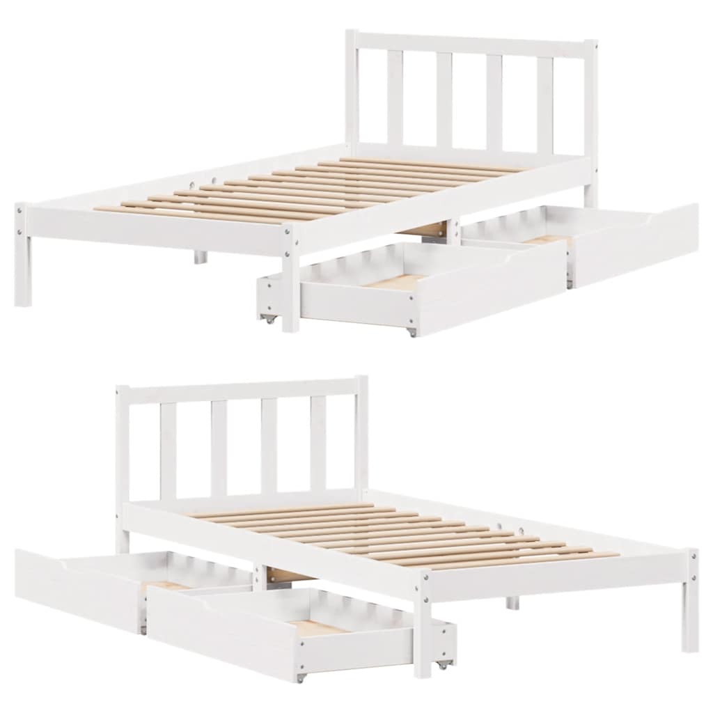 fehér tömör fenyőfa ágy matrac nélkül 75 x 190 cm